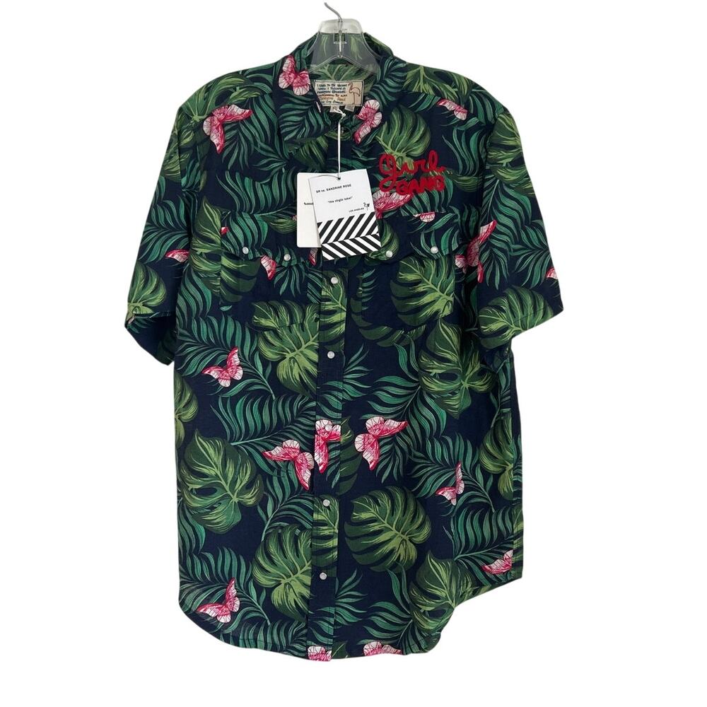 NWT Sandrine Rose Tropical Print Button-Down Shirt Women’s Small